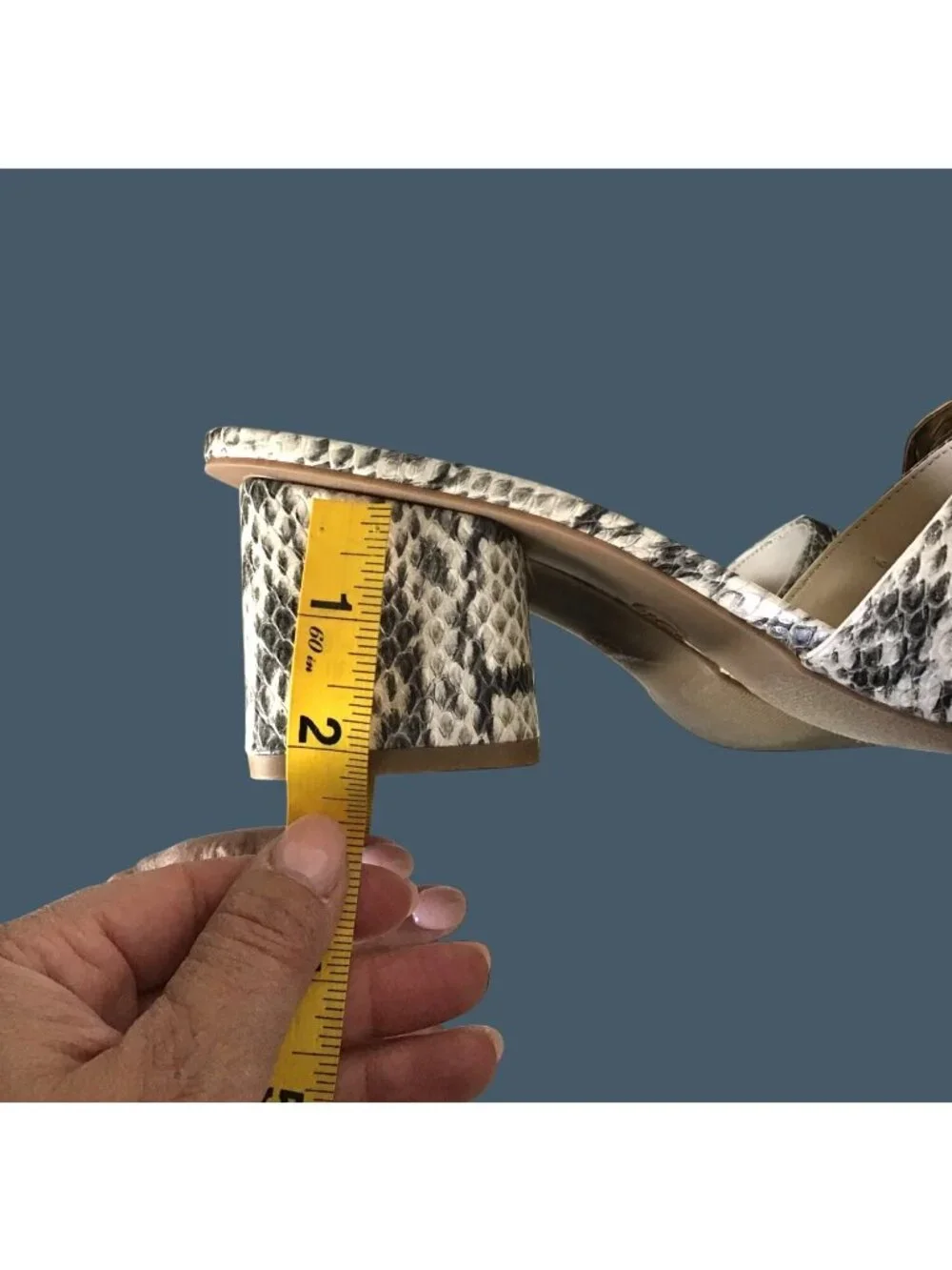 Snake-skin Block Heel Slide Sandals with Gold Buckle by A New Day - Women's Shoe